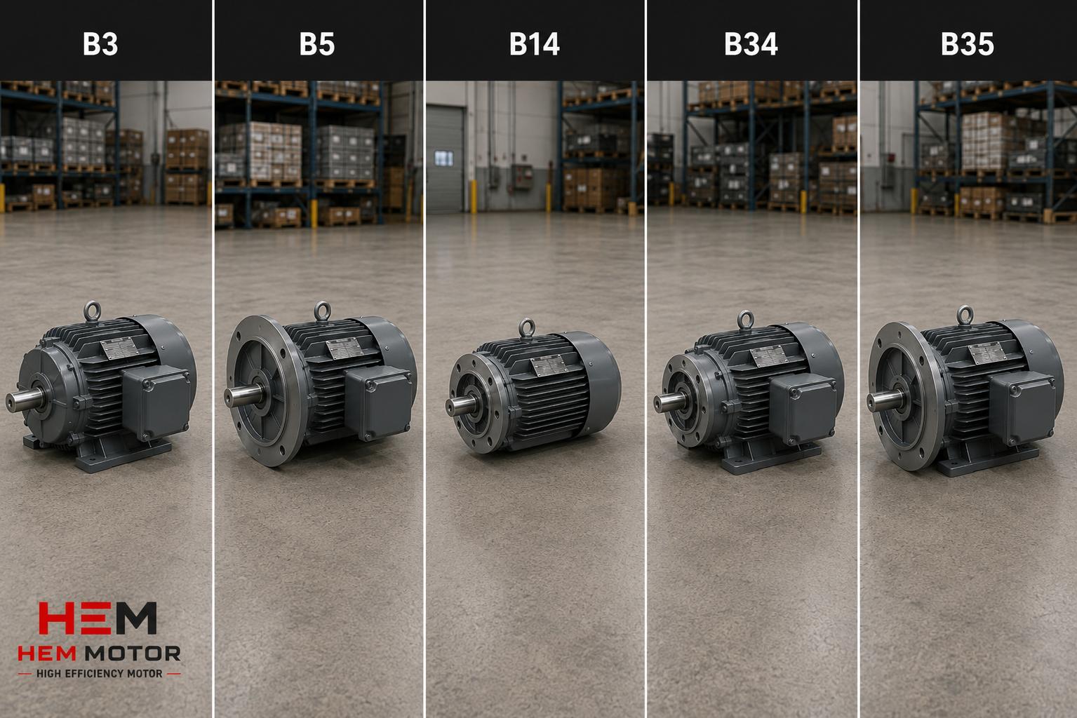 IEC frame gövde boyu montaj tipi B3 B5 mil çapı muadil motor